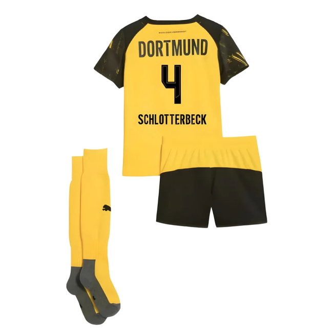 2025-2026 Borussia Dortmund Home Mini Kit (Schlotterbeck 4)-SoccerKits Hub | Buy Soccer Jerseys Online